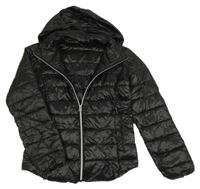 Černá prošívaná šusťáková zateplená bunda s kapucí Next