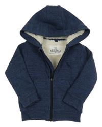 Tmavomodrá melírovaná zateplená propínací mikina s kapucí M&S