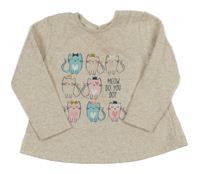 Béžová melírovaná mikina s mačkami