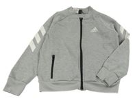 Šedá melírovaná propínací mikina s logem Adidas