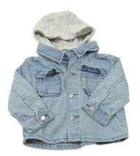 Modrá rifľová bunda s teplákovou kapucňou Primark