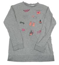 Sivá melírovaná mikina s obrázkami Name it