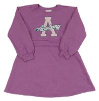 Fialové prešívané teplákové šaty s písmenem Sinsay