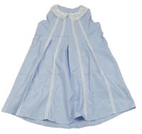 Modro-biele pruhované šaty s čipkou Shein