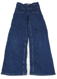 Tmavomodré wide leg rifle s kapsami H&M