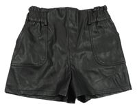 Černé koženkové sukňové kraťasy Primark