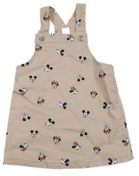 Pudrové plátěné laclové šaty s Minnie a Mickeym H&M