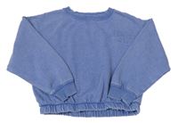 Modrá melírovaná crop mikina s nápisom Primark