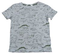 Šedo-khaki tričko s dinosaurami H&M