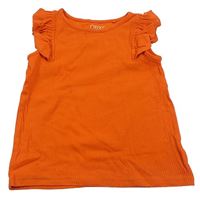 Oranžový rebrovaný top s volánikmi Next