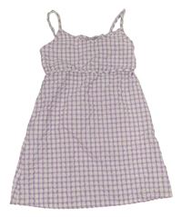 Lila-biele kockované krepové šaty Primark