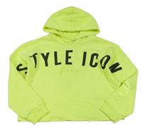 Neónově žltá crop mikina s nápisom a kapucňou River Island