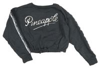 Nové - Tmavosivá crop mikina s logom Pineapple