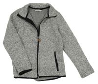 Šedá melírovaná pletená propínací thermo mikina H&M