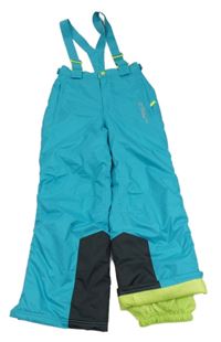 Tyrkysové šusťákové funkční oteplovačky s kšandami Y.F.K.