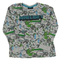 Šedo-zeleno-modré vzorované pyžamové triko s Minecraft George