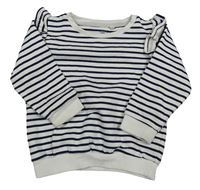 Bílo-tmavomodrá pruhovaná mikina s volánky F&F