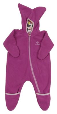 Ružová funkčná fleecová kombinéza s kapucňou Hummel