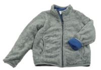 Šedá chlupatá podšitá propínací mikina Pocopiano