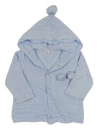 Svetlomodrý prepínaci ľahký sveter s kapucňou