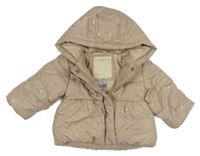Béžová šusťáková zateplená bunda s kapucí 