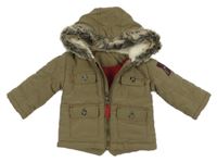 Khaki šusťáková zateplená bunda s kapucí Nutmeg