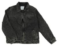 Antracitová zateplená riflová bunda s límečkem Primark