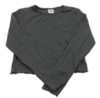 Tmavosivé rebrované crop tričko Y.F.K.