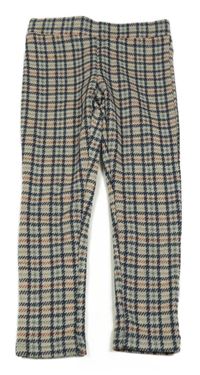 Béžovo-tmavomodré kockované úpletové tregíny C&A