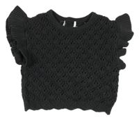 Tmavosivá perforovaná crop pletená vesta Next