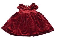 Rubínové zamatové šaty s golierikom H&M