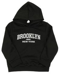 Čierna športová mikina s nápisom a kapucňou shein