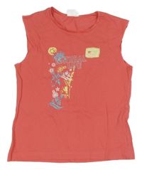 Korálové tričko s nápisom Blue seven