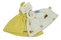 2x bavlněná čepice - žlutá + biela so zvířaty Leigh Tucker
