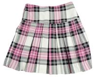 Bielo-čierno-ružová kockovaná skladaná sukňa Primark