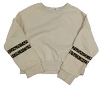 Béžová crop mikina s pruhy s leopardím vzorem M&S