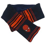 Tmavomodro-červená šála s pruhy a Spidermanem Marvel
