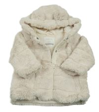 Smetanový kožešinový podšitý kabátek s kapucňou Primark