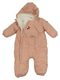 Růžová šusťáková zimní kombinéza s kapucí Topomini