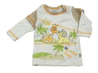 Bílo-béžové triko s hadem a lvem 