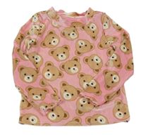 Ružové zamatové tričko s medvedíkmi Little kids