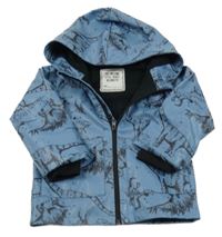 Modrá voděodolná lehce zateplená bunda s diny a kapucí Matalan