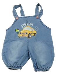 Světlemodré laclové riflové kraťasy s autem 