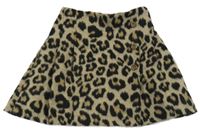 Béžovo-čierna vlnená sukňa s leopardím vzorom Next