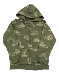 Khaki prepínaci mikina s bagrami a kapucňou Primark