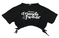 Čierne crop tričko s nápismi Page one young