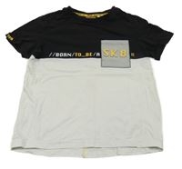 Čierno-bielo-žlté tričko s nápismi Original Marines