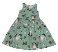 Zelené šaty s králíčky a jednorožcami H&M