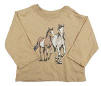 Béžové tričko s koníky H&M