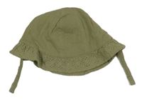 Khaki bavlněný klobouček s madeirou F&F
